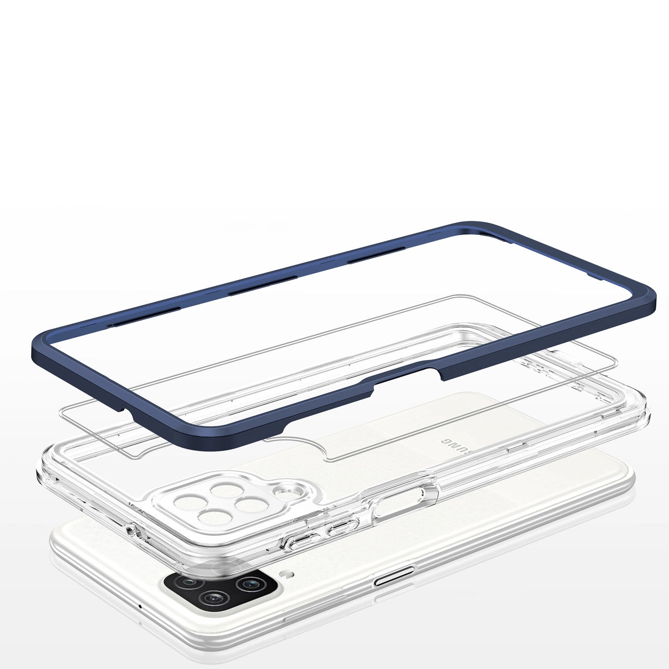 Clear 3in1 Case for Samsung Galaxy A12 5G Frame Gel Cover Blue_4