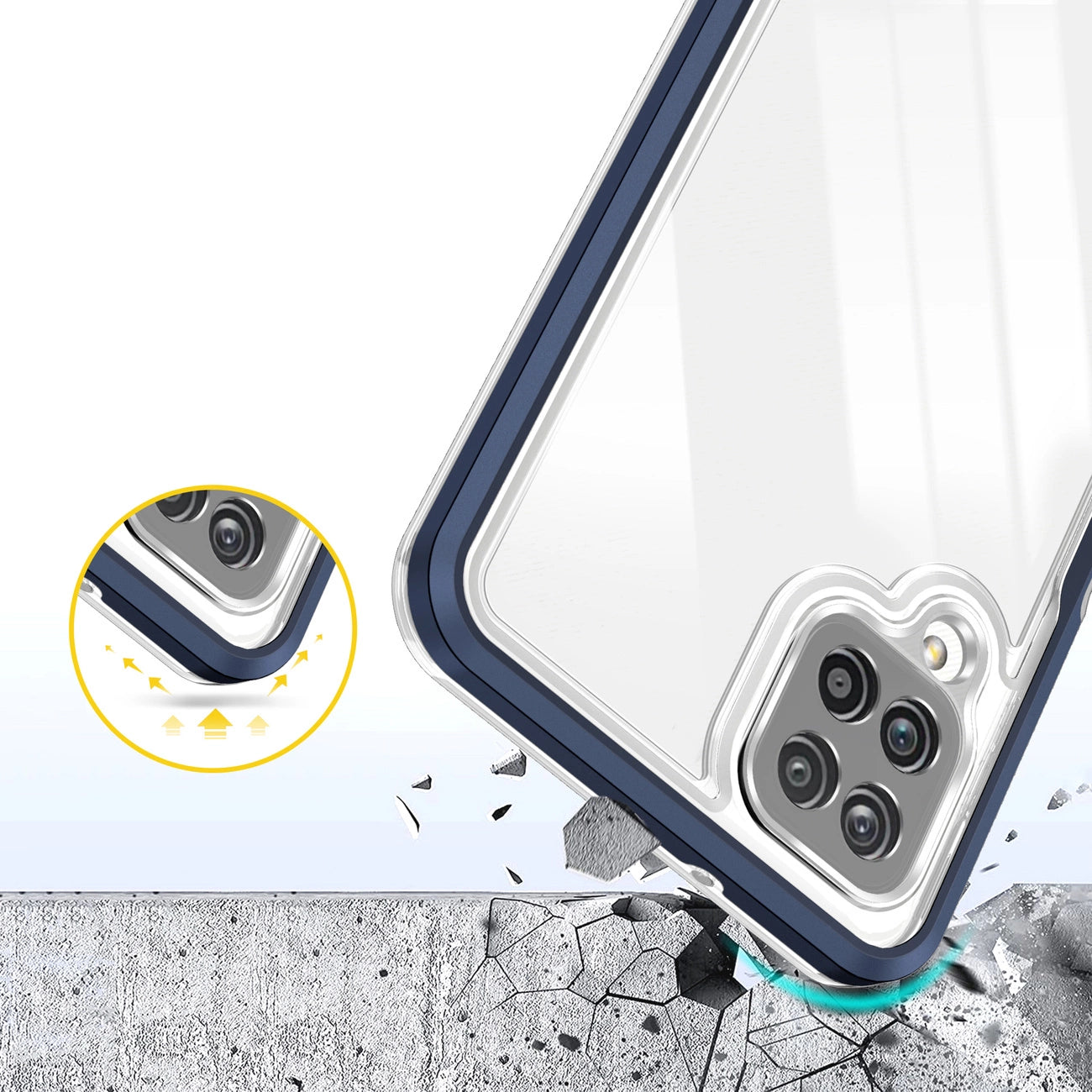 Clear 3in1 Case for Samsung Galaxy A12 5G Frame Gel Cover Blue_5