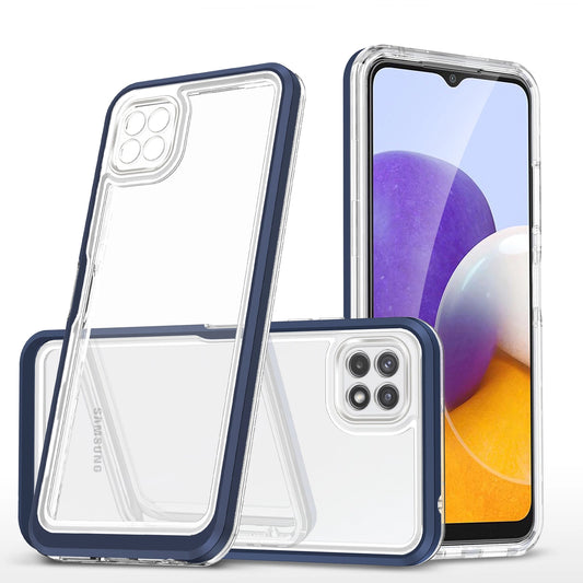 Clear 3in1 Case for Samsung Galaxy A22 5G Frame Gel Cover Blue_0
