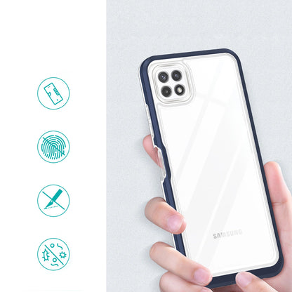 Clear 3in1 Case for Samsung Galaxy A22 5G Frame Gel Cover Blue_1