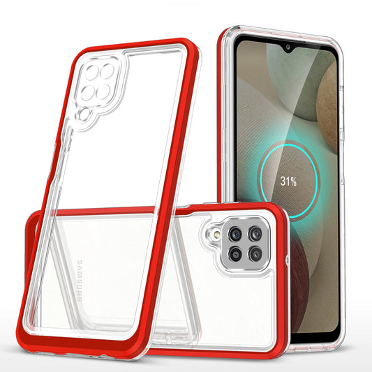 Clear 3in1 Case for Samsung Galaxy A22 4G Frame Gel Cover Red_0