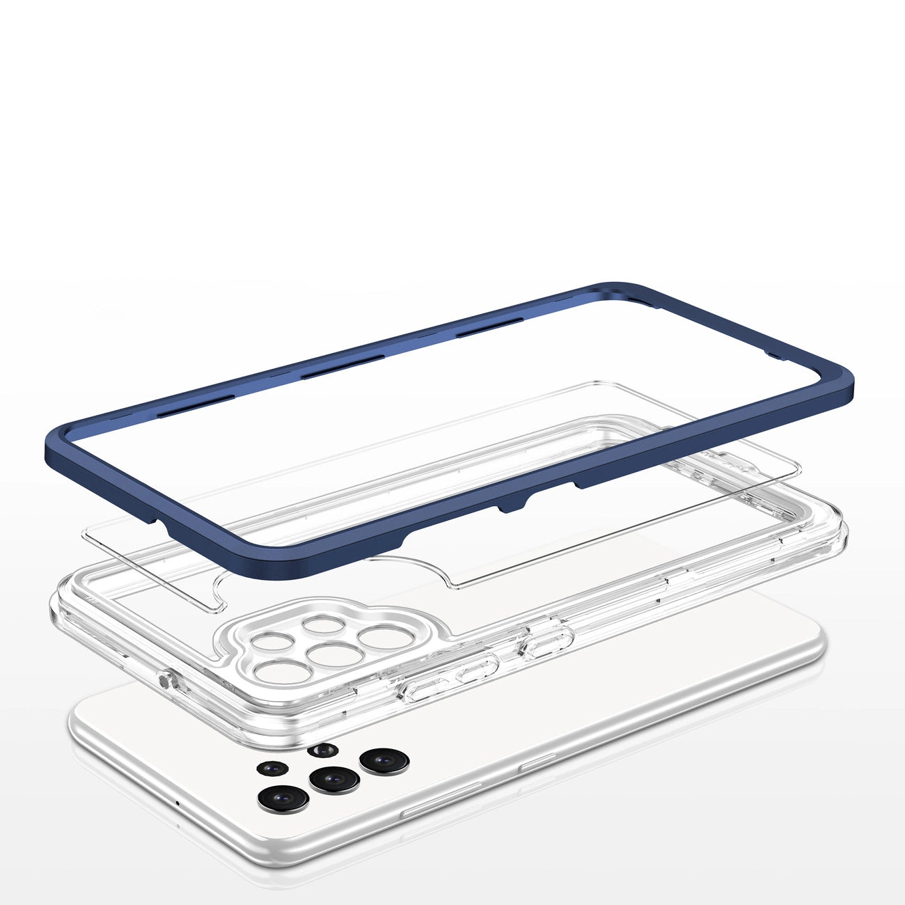 Clear 3in1 Case for Samsung Galaxy A32 5G Frame Gel Cover Blue_4