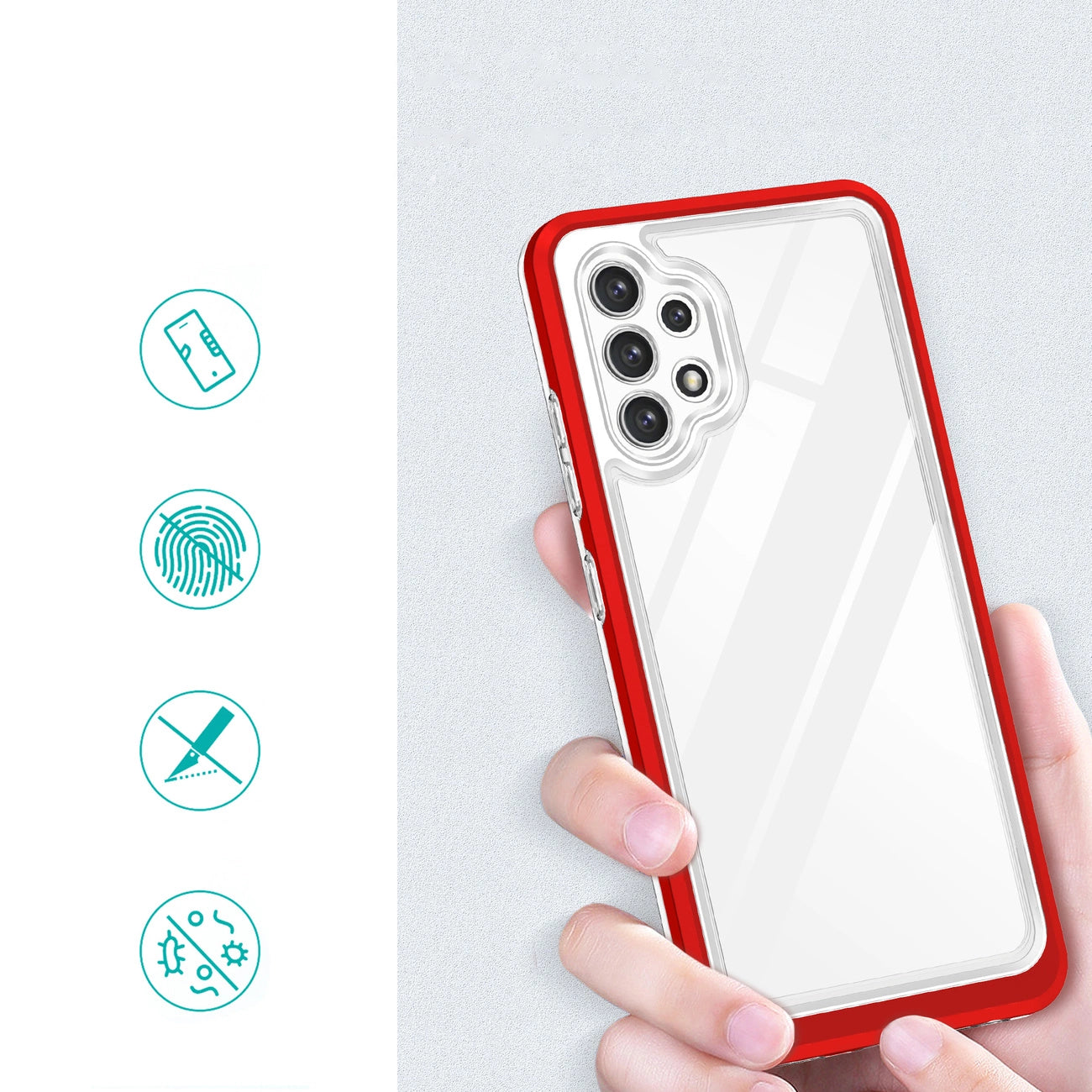 Clear 3in1 Case for Samsung Galaxy A32 5G Frame Gel Cover Red_1