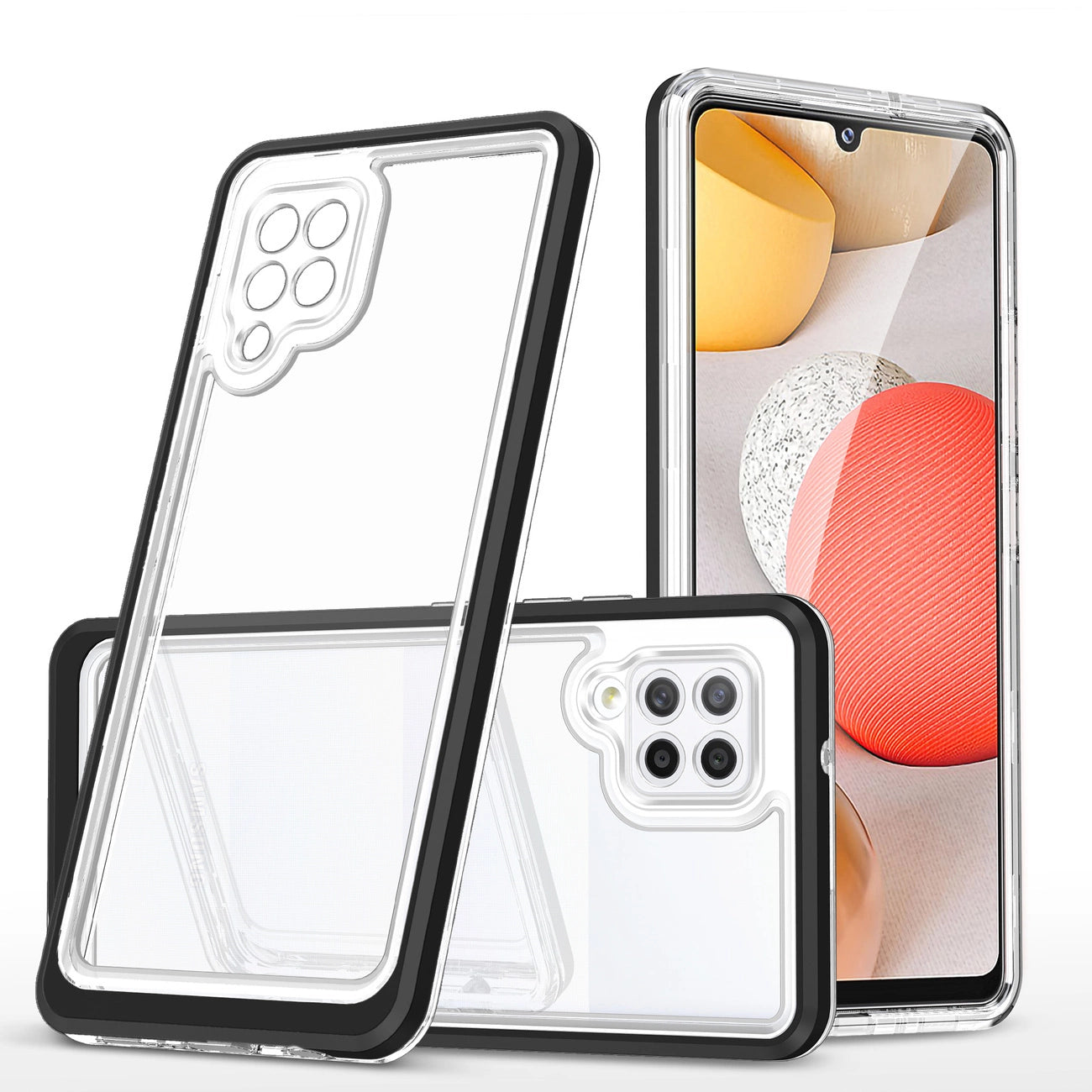 Clear 3in1 Case for Samsung Galaxy A42 5G Frame Gel Cover Black_0