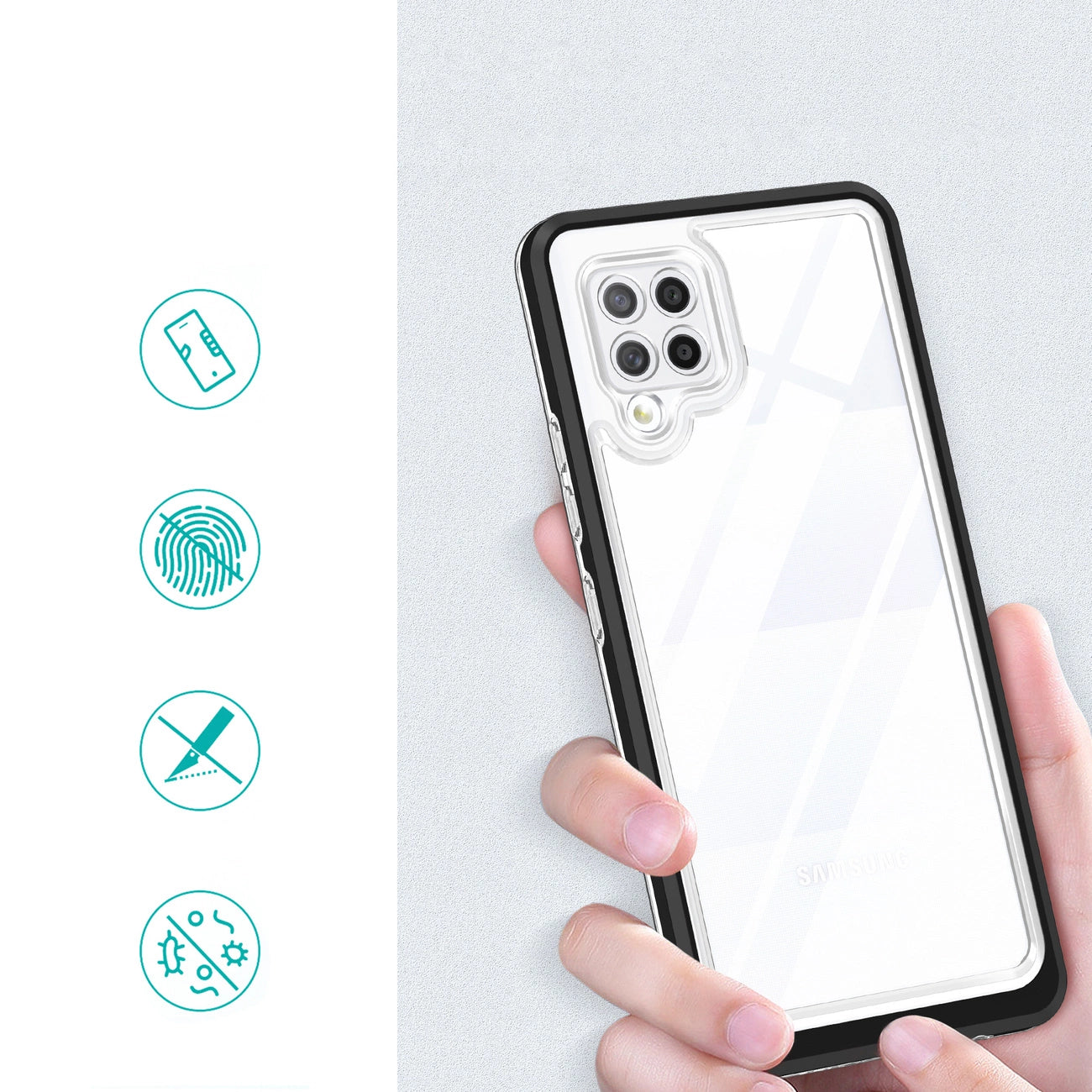 Clear 3in1 Case for Samsung Galaxy A42 5G Frame Gel Cover Black_1