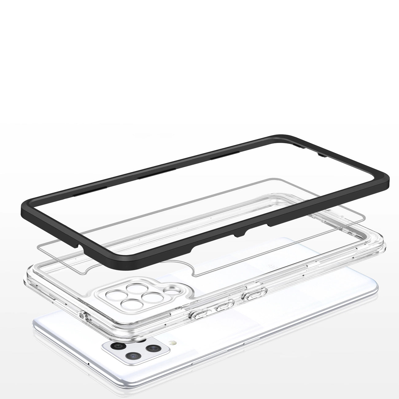 Clear 3in1 Case for Samsung Galaxy A42 5G Frame Gel Cover Black_4