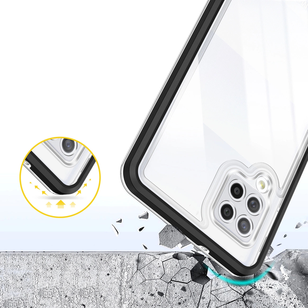 Clear 3in1 Case for Samsung Galaxy A42 5G Frame Gel Cover Black_5