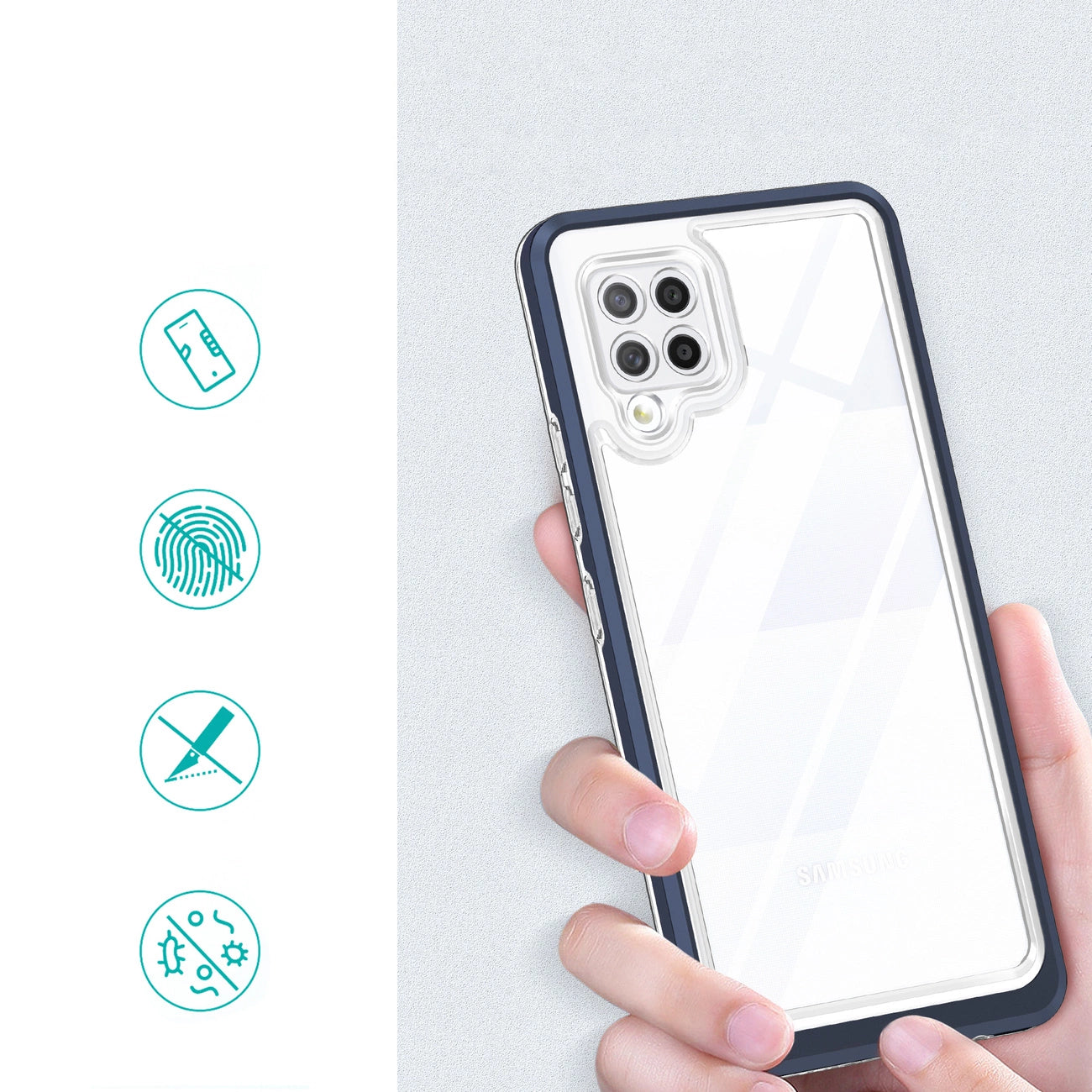 Clear 3in1 Case for Samsung Galaxy A42 5G Frame Gel Cover Blue_1