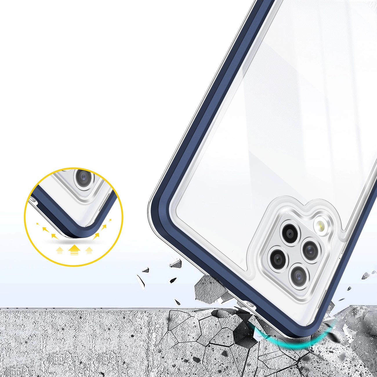 Clear 3in1 Case for Samsung Galaxy A42 5G Frame Gel Cover Blue_5