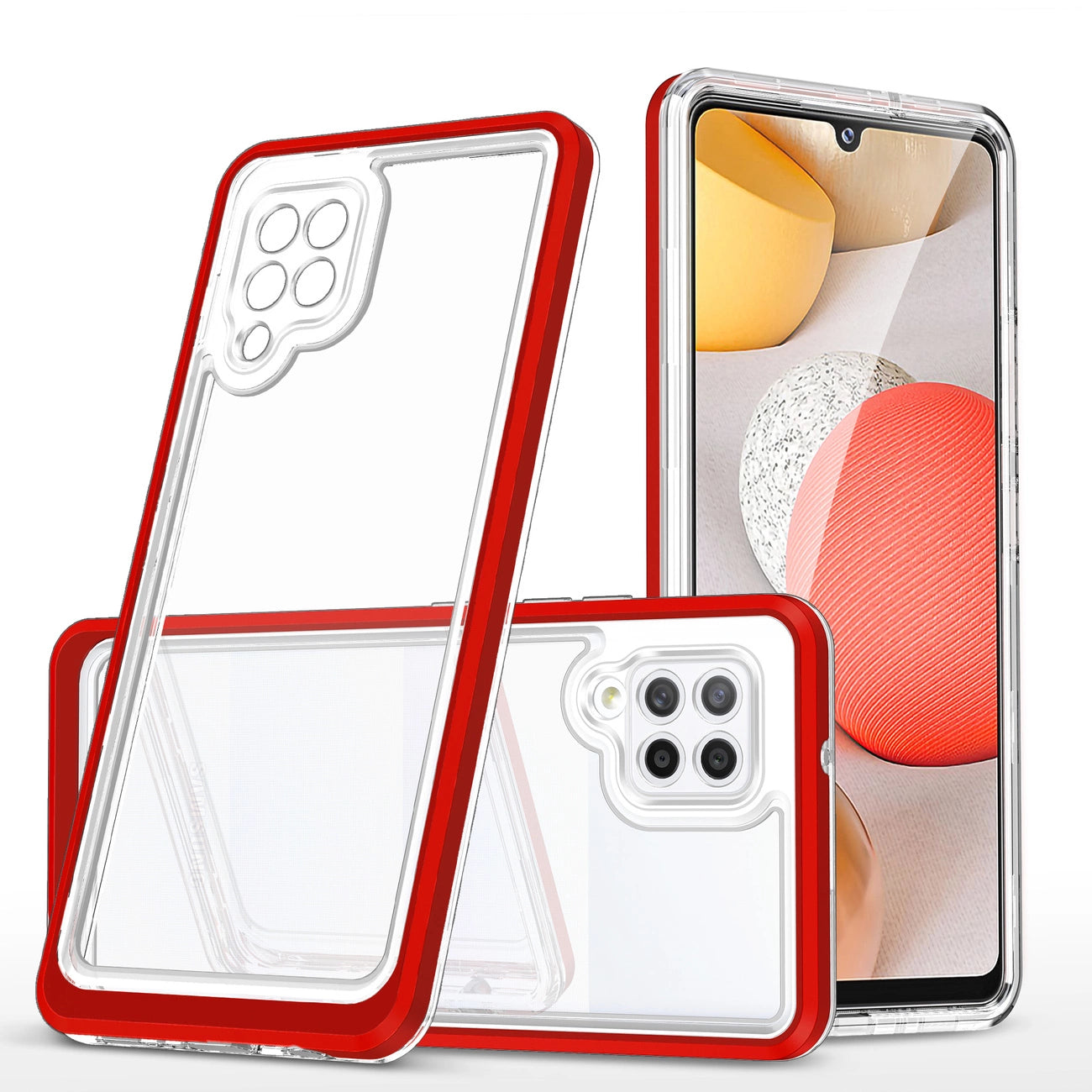 Clear 3in1 Case for Samsung Galaxy A42 5G Frame Gel Cover Red_0