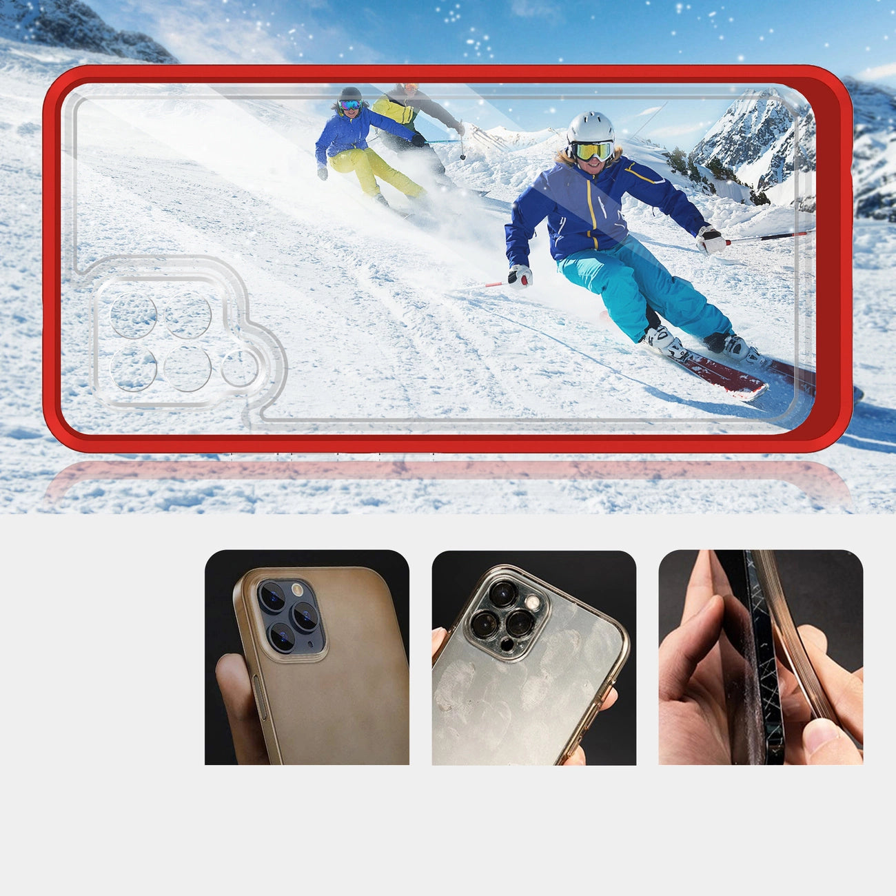 Clear 3in1 Case for Samsung Galaxy A42 5G Frame Gel Cover Red_2