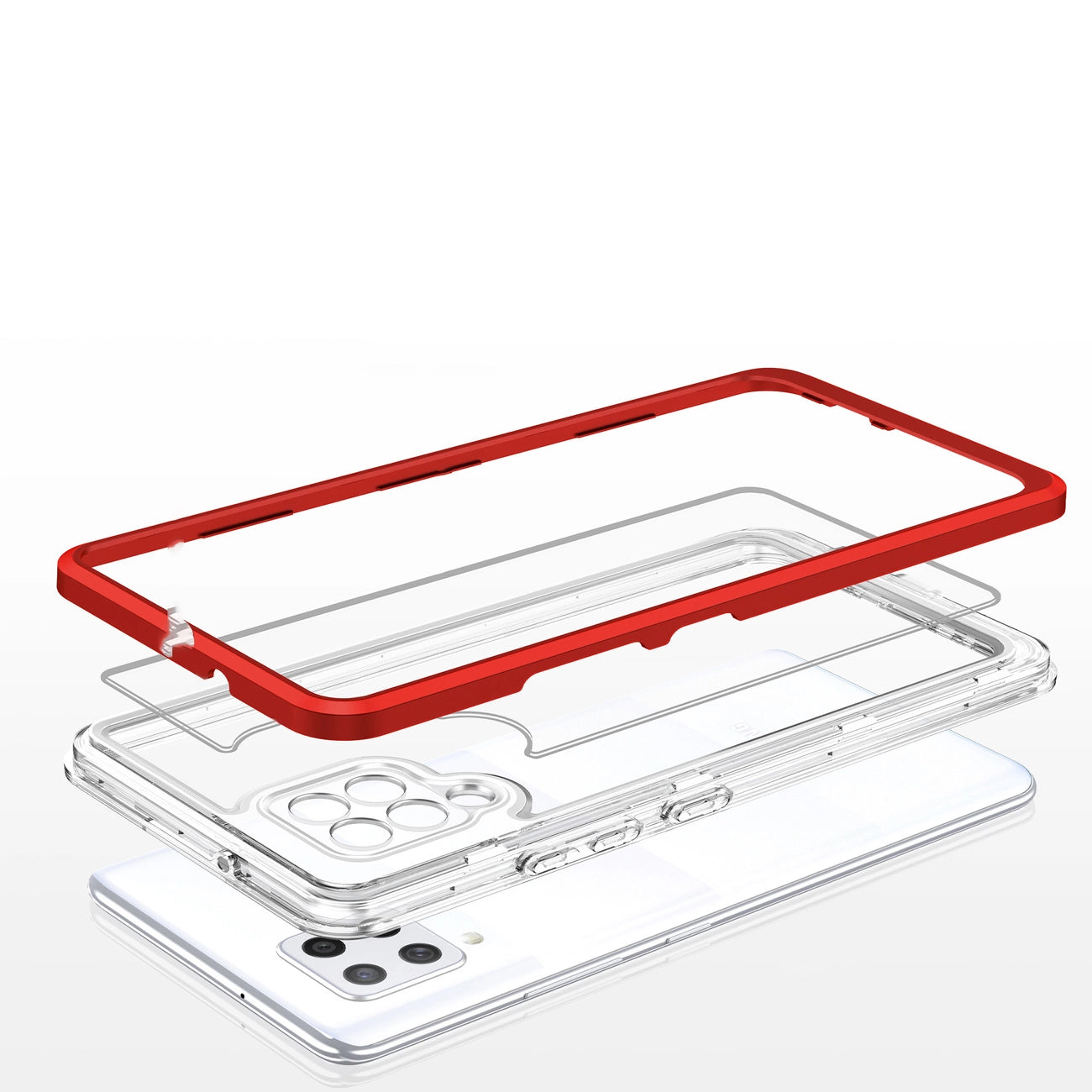 Clear 3in1 Case for Samsung Galaxy A42 5G Frame Gel Cover Red_4