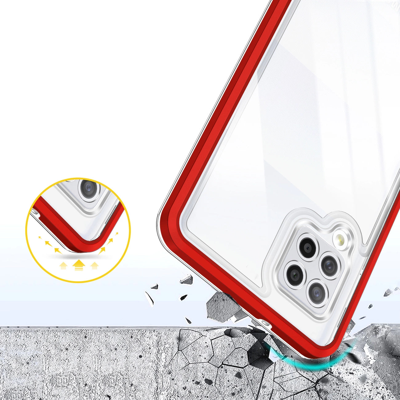 Clear 3in1 Case for Samsung Galaxy A42 5G Frame Gel Cover Red_5