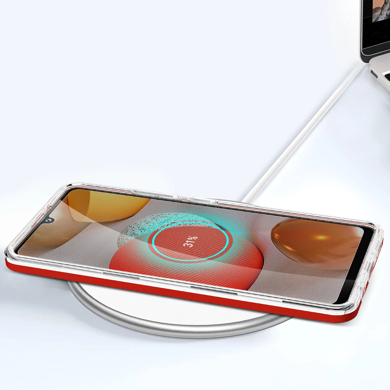 Clear 3in1 Case for Samsung Galaxy A42 5G Frame Gel Cover Red_6