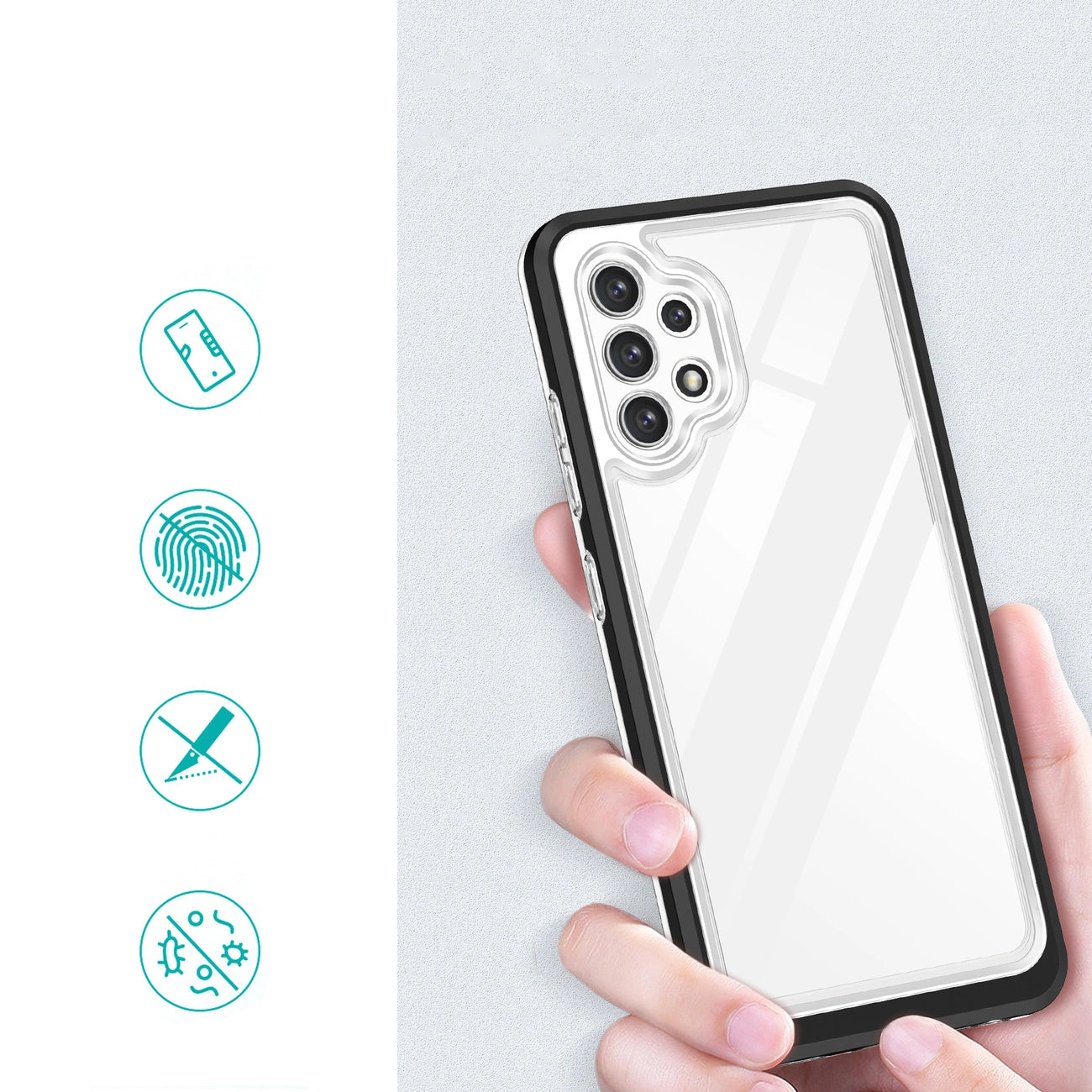 Clear 3in1 Case for Samsung Galaxy A72 4G Frame Gel Cover Black_1