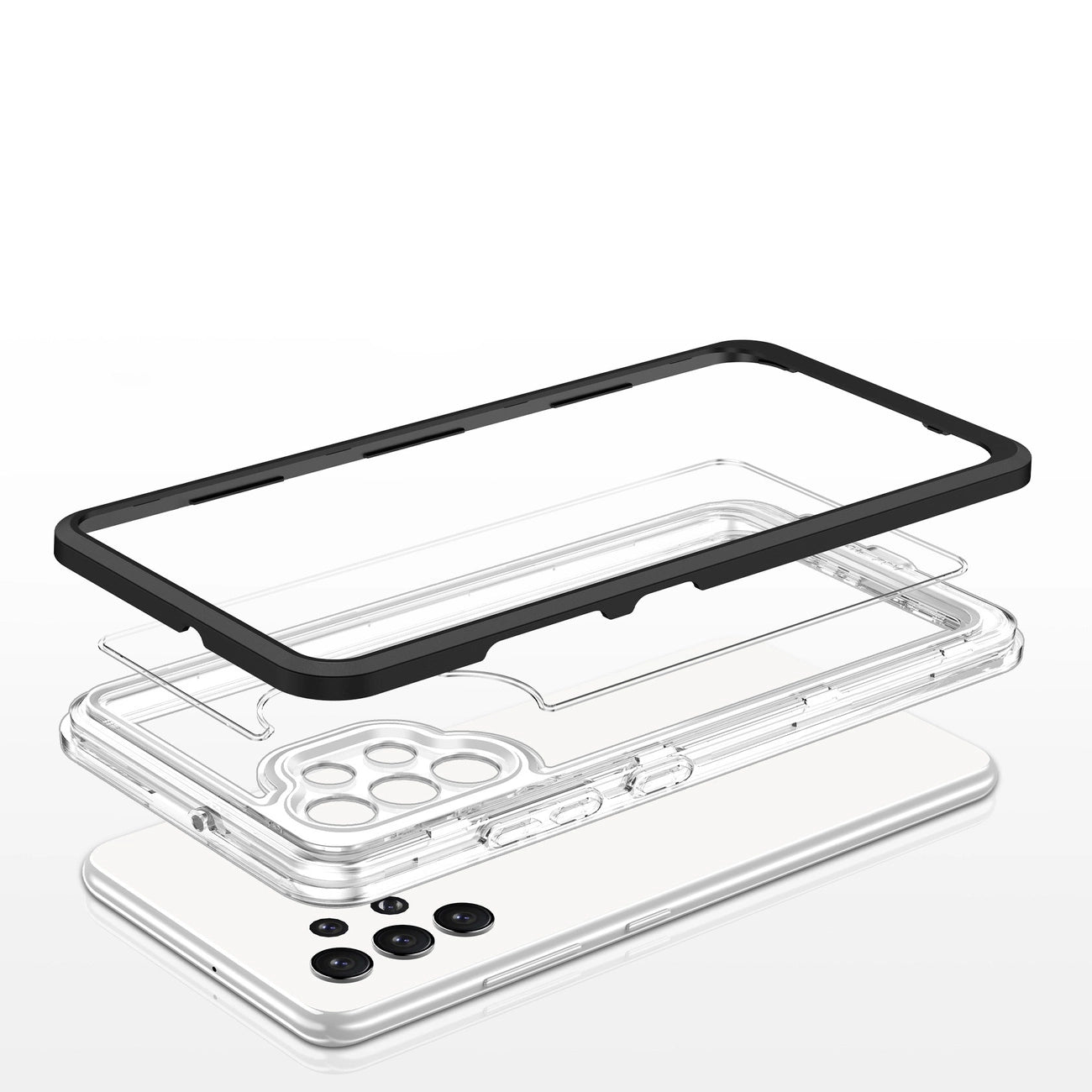 Clear 3in1 Case for Samsung Galaxy A72 4G Frame Gel Cover Black_4