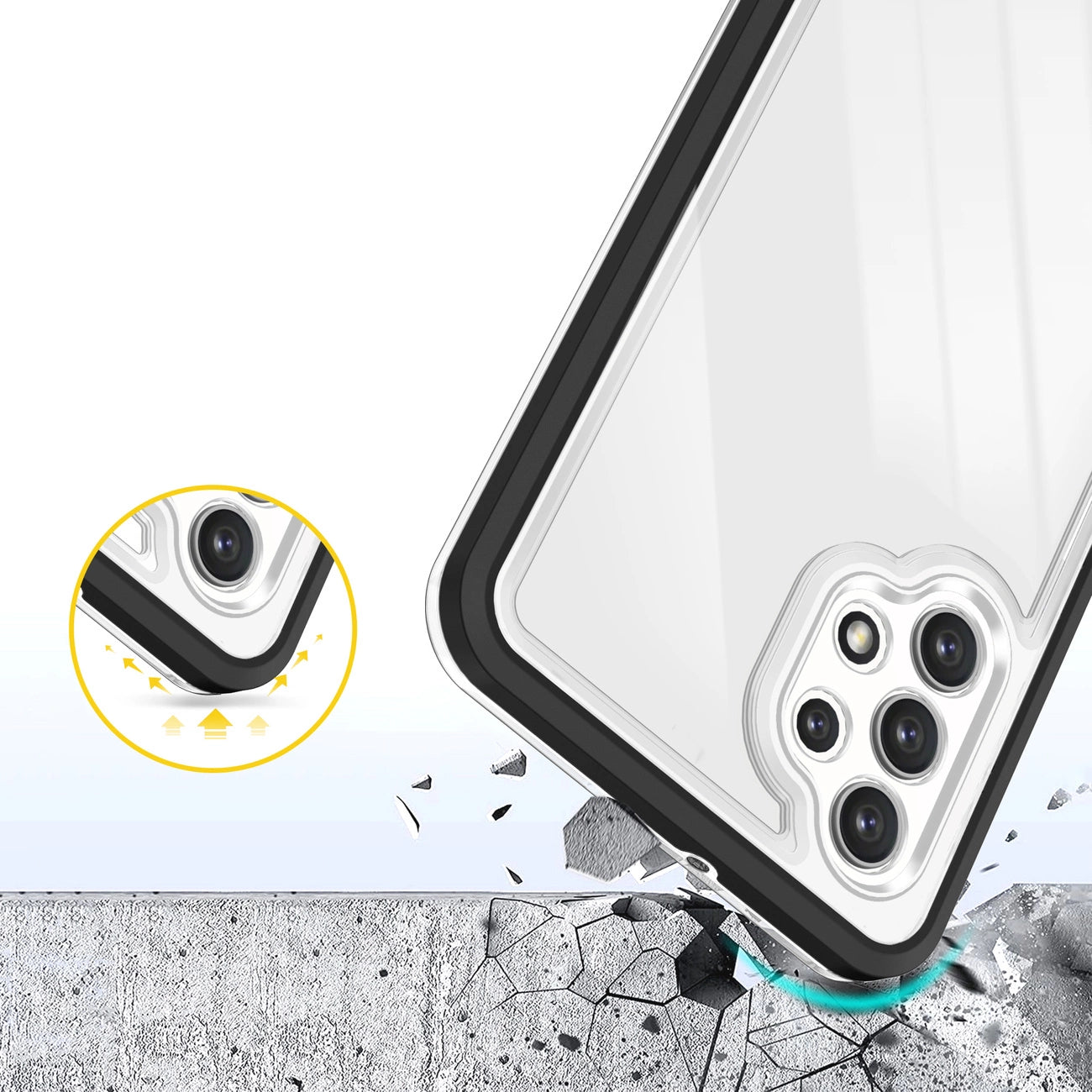 Clear 3in1 Case for Samsung Galaxy A72 4G Frame Gel Cover Black_5