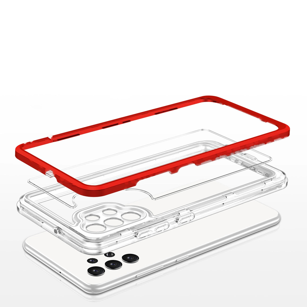 Clear 3in1 Case for Samsung Galaxy A72 4G Frame Gel Cover Red_4