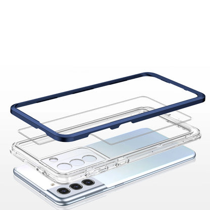 Clear 3in1 Case for Samsung Galaxy S21 + 5G (S21 Plus 5G) Frame Gel Cover Blue_4