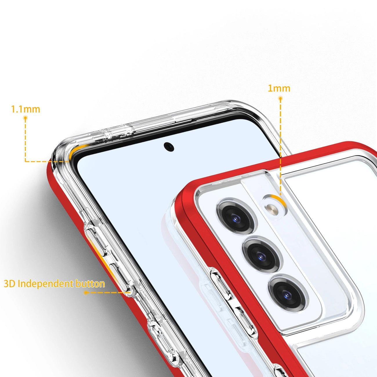 Clear 3in1 Case for Samsung Galaxy S21 + 5G (S21 Plus 5G) Frame Gel Cover Red_3