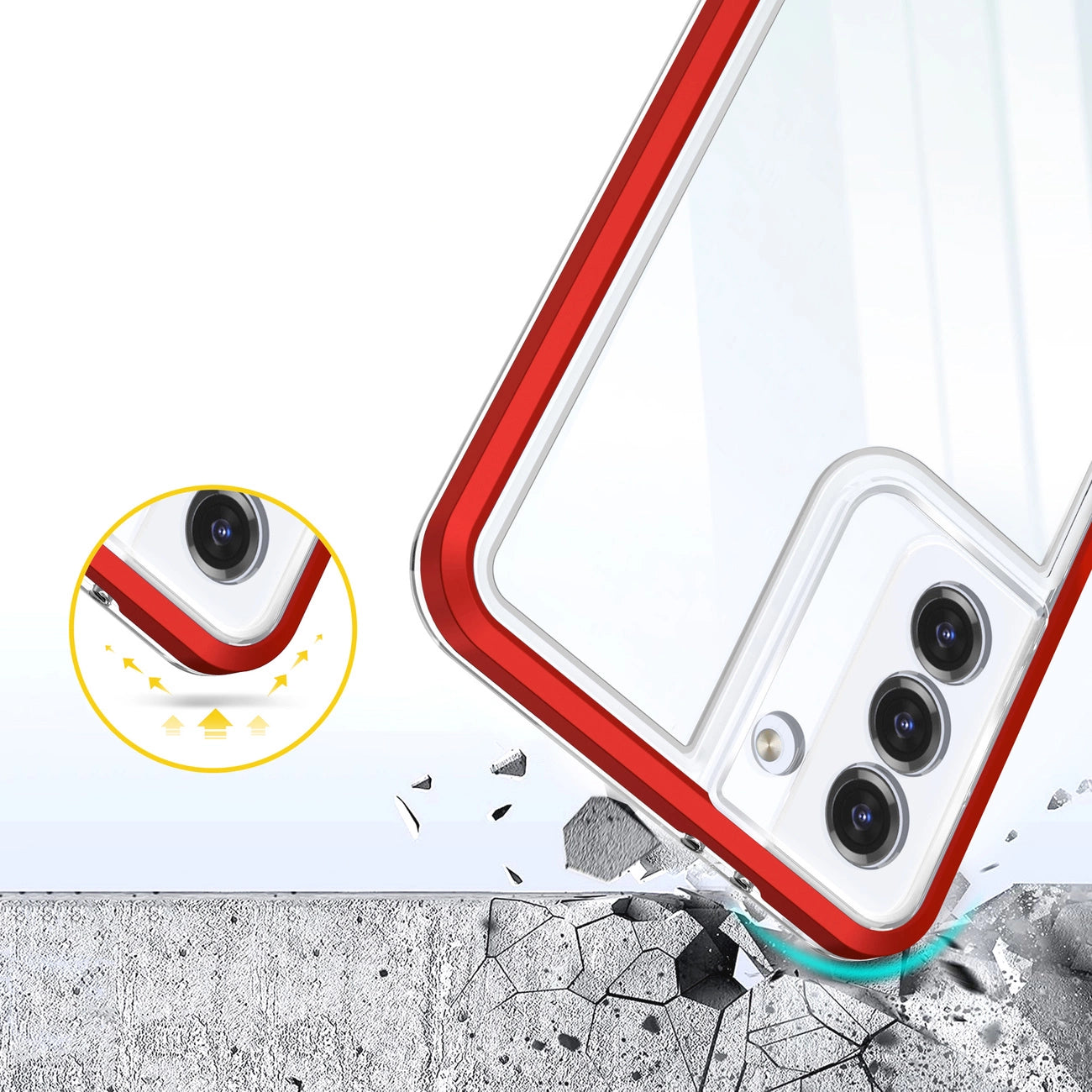 Clear 3in1 Case for Samsung Galaxy S21 + 5G (S21 Plus 5G) Frame Gel Cover Red_5