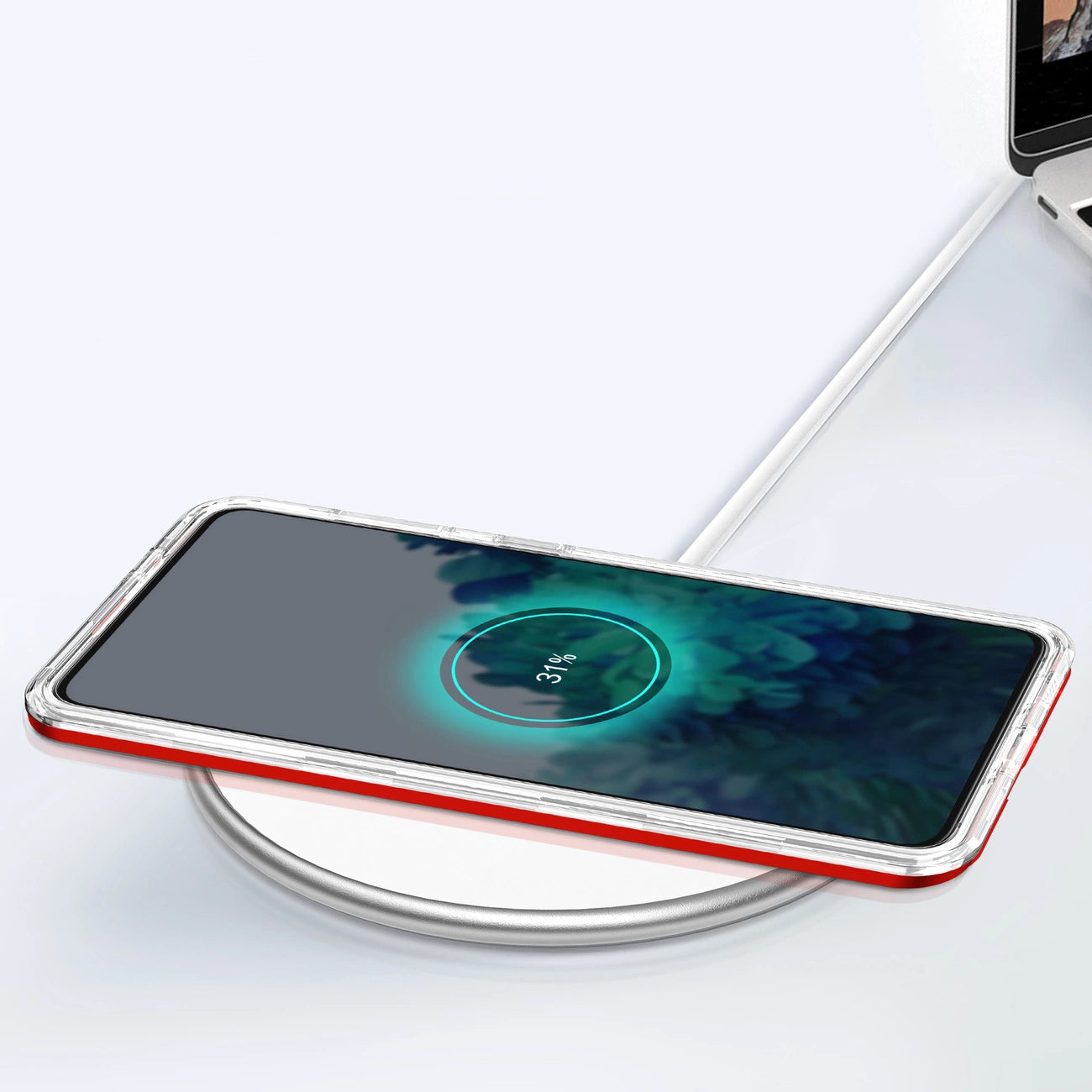 Clear 3in1 Case for Samsung Galaxy S21 + 5G (S21 Plus 5G) Frame Gel Cover Red_6