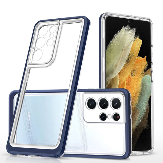 Clear 3in1 Case for Samsung Galaxy S21 Ultra 5G Frame Gel Cover Blue_0