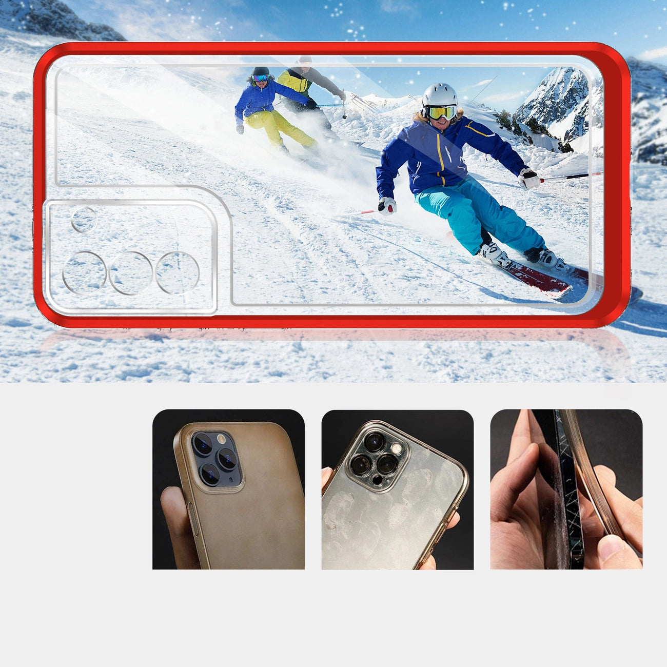 Clear 3in1 case for Samsung Galaxy S22 + (S22 Plus) frame gel cover red_2