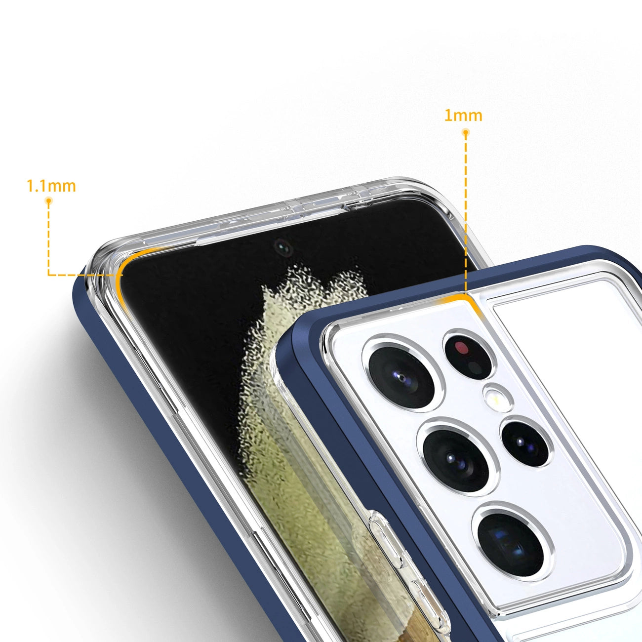 Clear 3in1 Case for Samsung Galaxy S22 Ultra Frame Gel Cover Blue_3