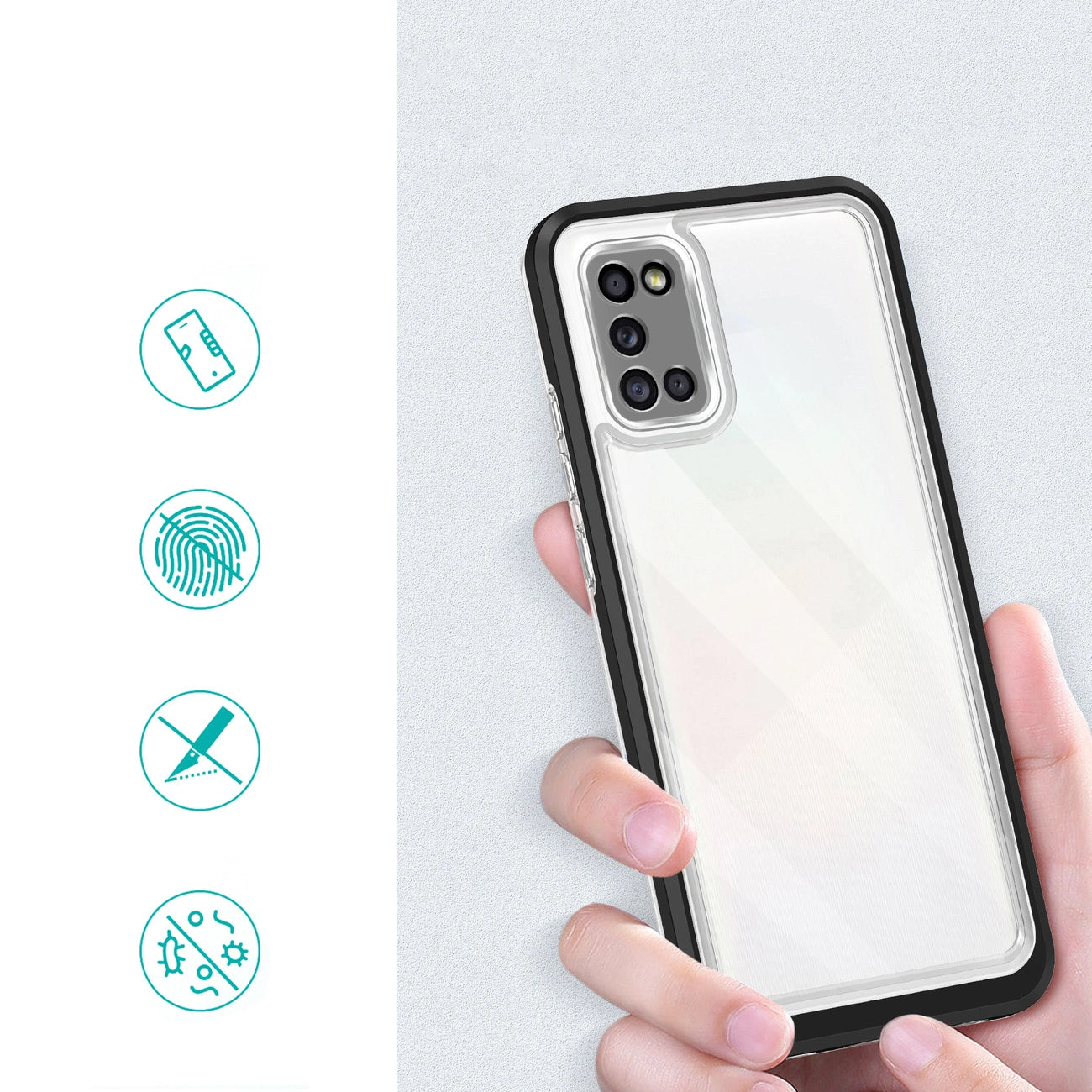 Clear 3in1 case for Samsung Galaxy A03s (166) frame gel cover black_1