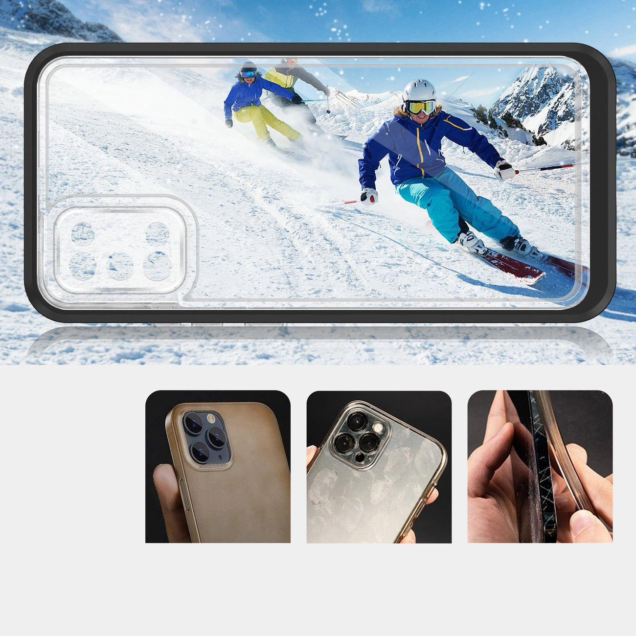 Clear 3in1 case for Samsung Galaxy A03s (166) frame gel cover black_2