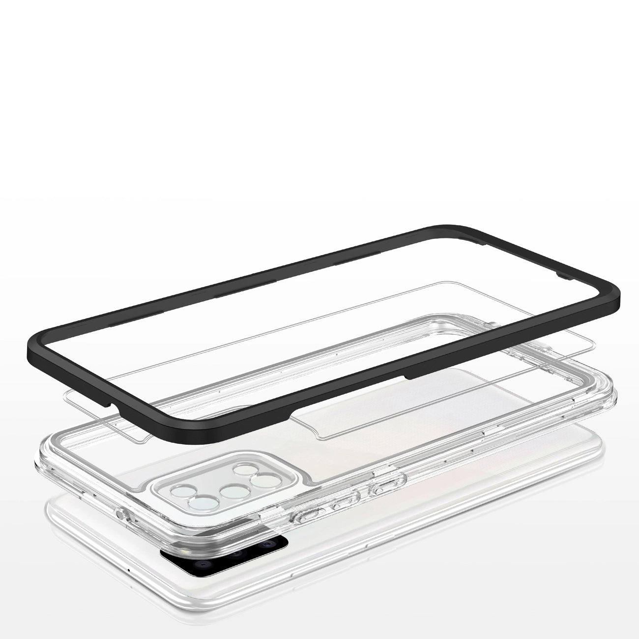 Clear 3in1 case for Samsung Galaxy A03s (166) frame gel cover black_4
