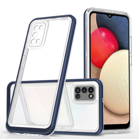 Clear 3in1 case for Samsung Galaxy A03s (166) frame gel cover blue_0