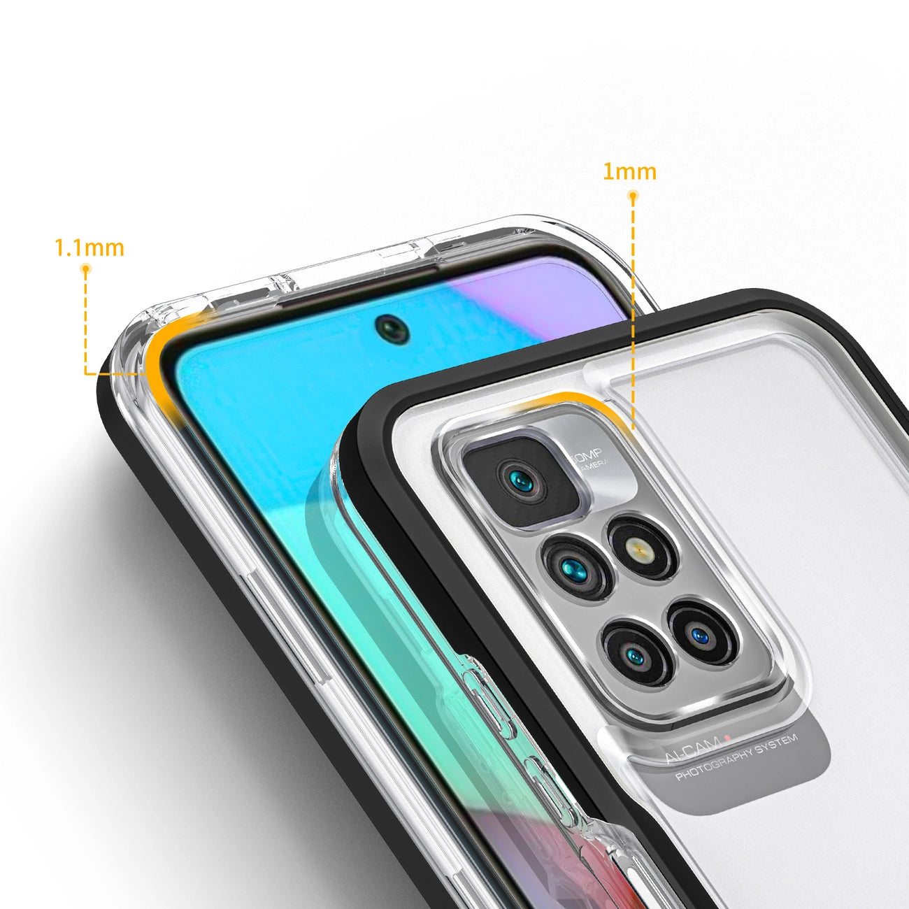 Clear 3in1 Case for Xiaomi Redmi 10 Frame Gel Cover Black_3