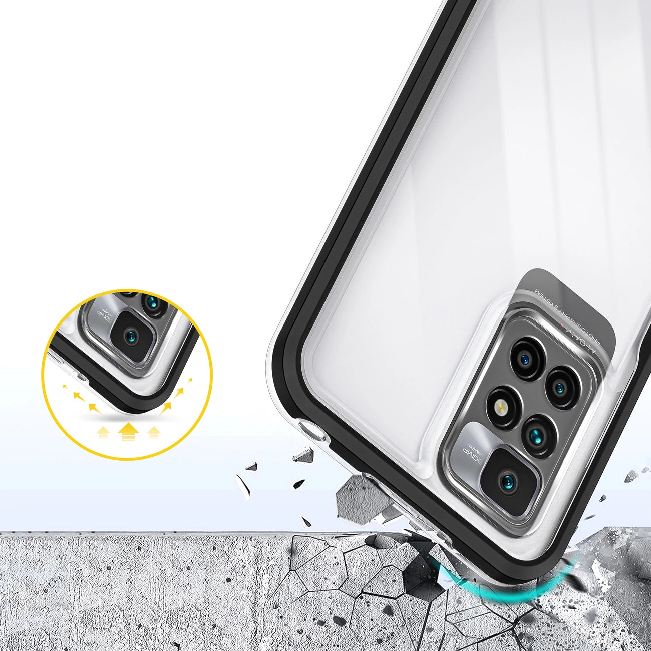 Clear 3in1 Case for Xiaomi Redmi 10 Frame Gel Cover Black_5