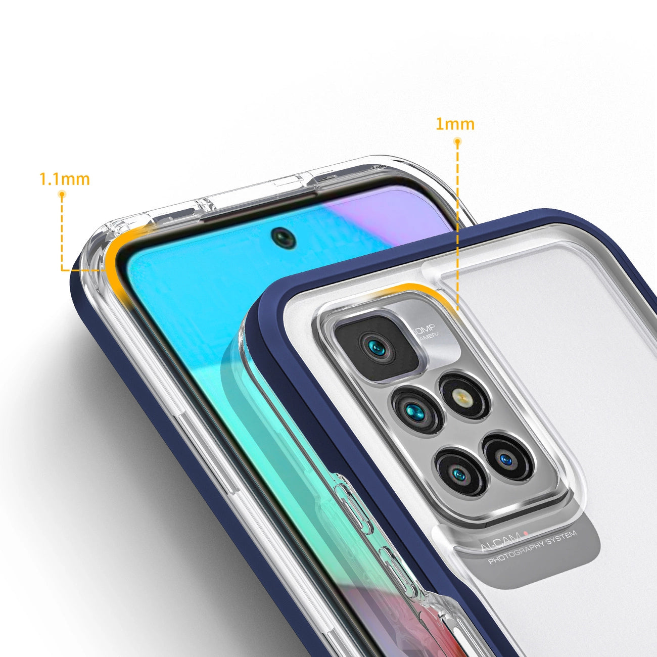 Clear 3in1 Case for Xiaomi Redmi 10 Frame Gel Cover Blue_3