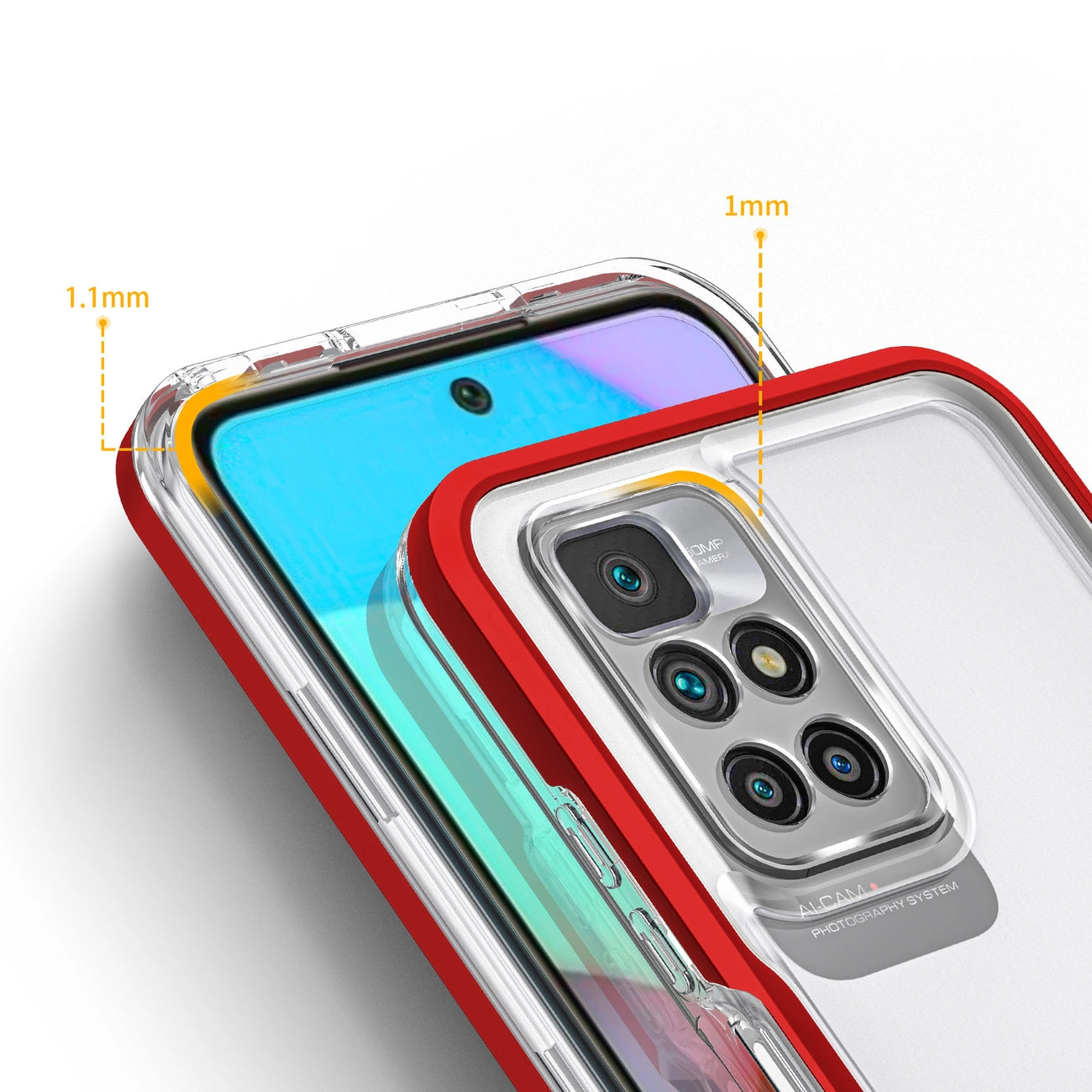 Clear 3in1 Case for Xiaomi Redmi 10 Frame Gel Cover Red_3