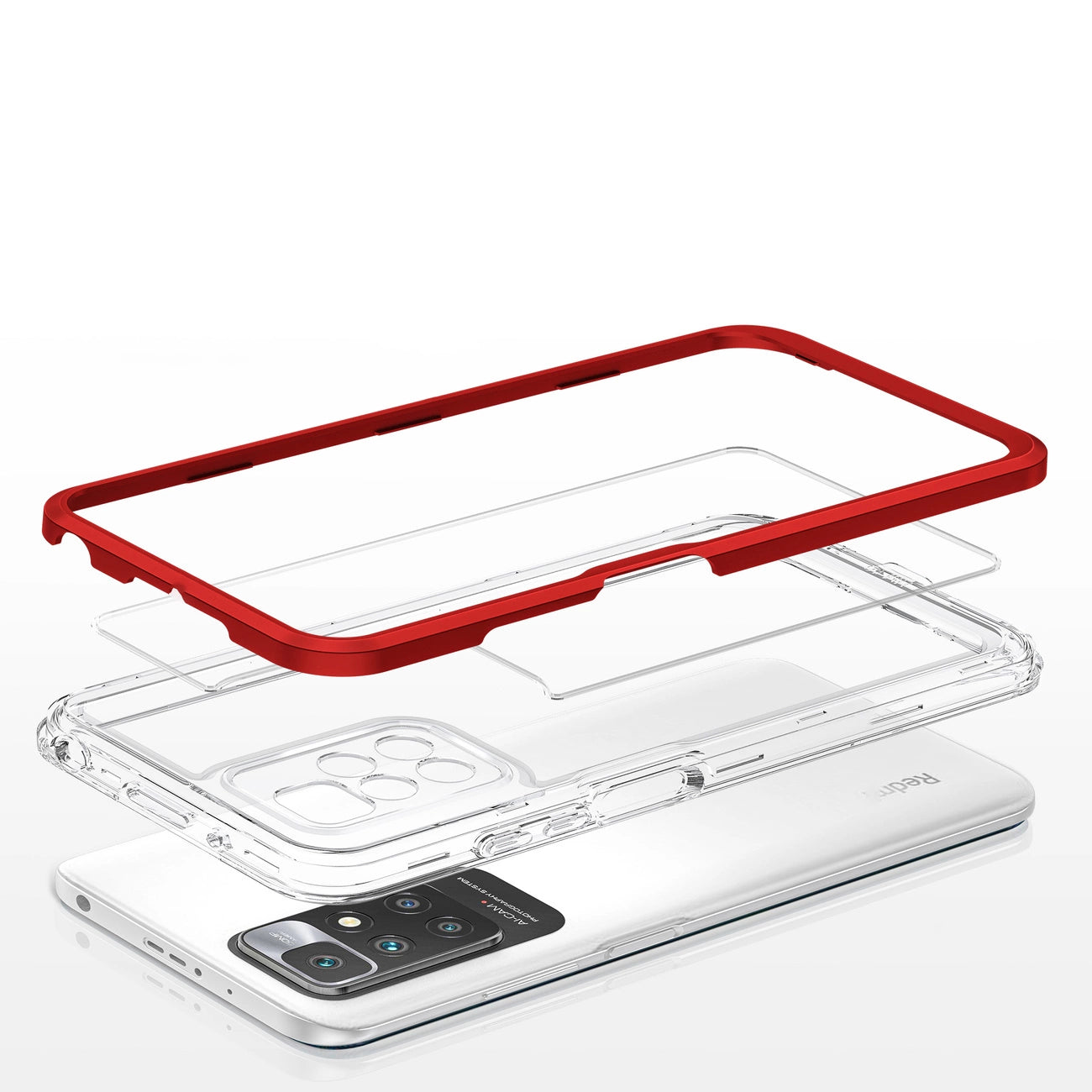 Clear 3in1 Case for Xiaomi Redmi 10 Frame Gel Cover Red_4