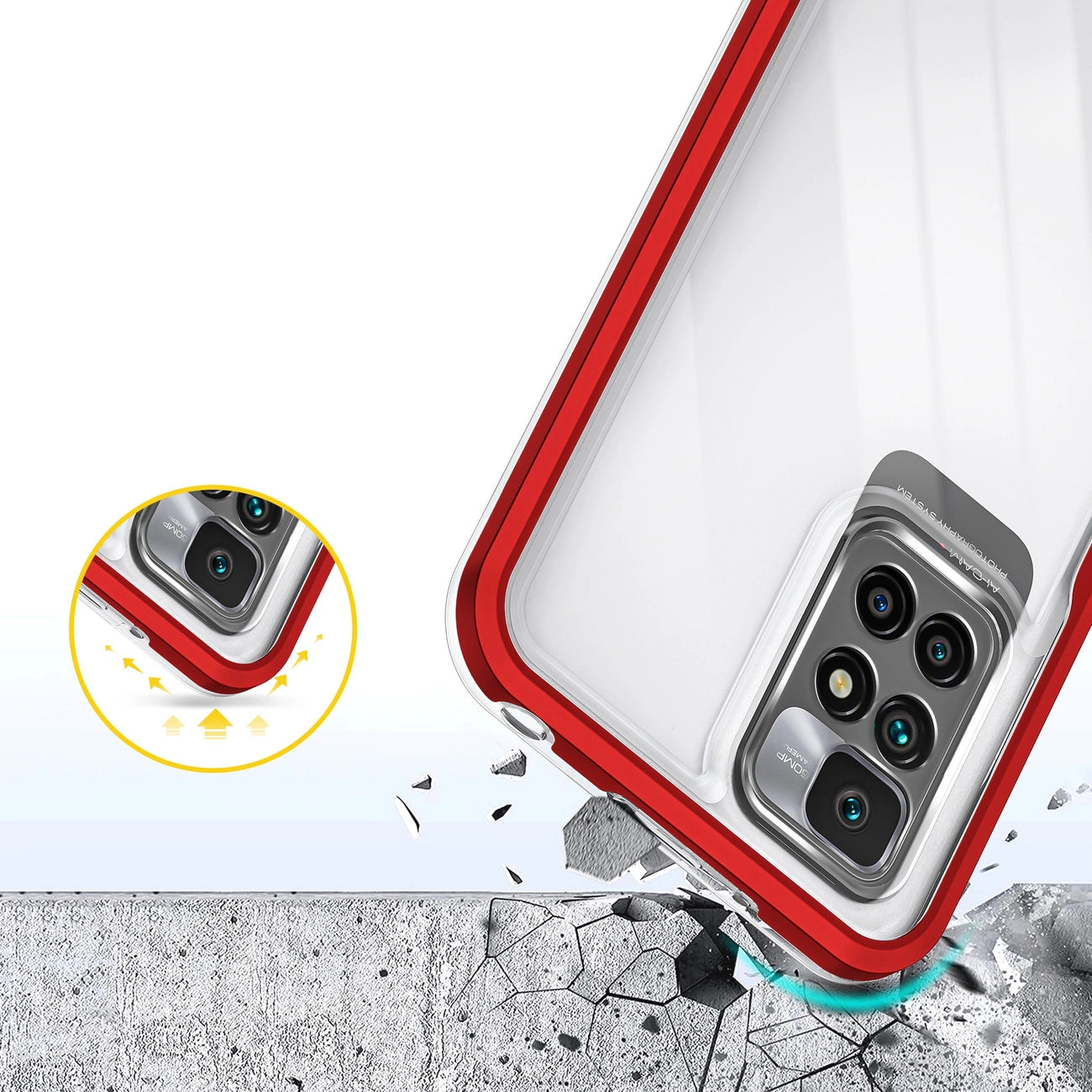 Clear 3in1 Case for Xiaomi Redmi 10 Frame Gel Cover Red_5