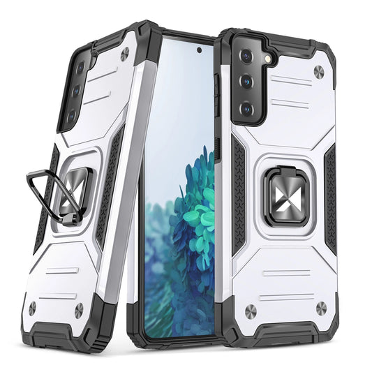 Wozinsky Ring Armor Tough Hybrid Case Cover + Magnetic Mount for Samsung Galaxy S22 + (S22 Plus) Silver_0