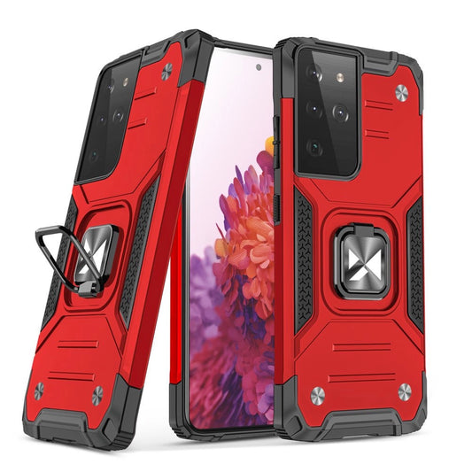 Wozinsky Ring Armor tough hybrid case cover + magnetic holder for Samsung Galaxy S22 Ultra red_0