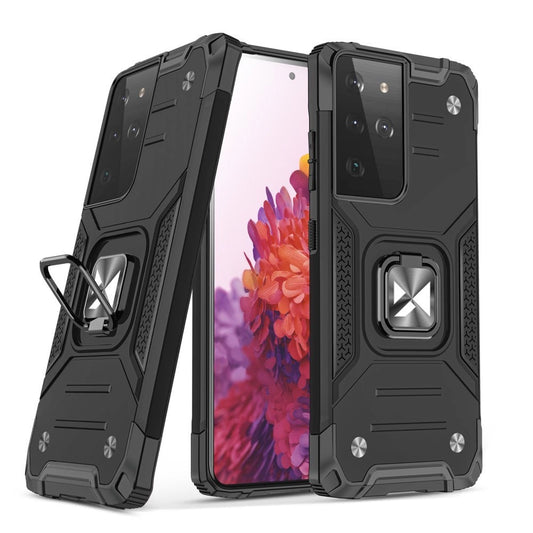 Wozinsky Ring Armor tough hybrid case cover + magnetic holder for Samsung Galaxy S22 Ultra black_0