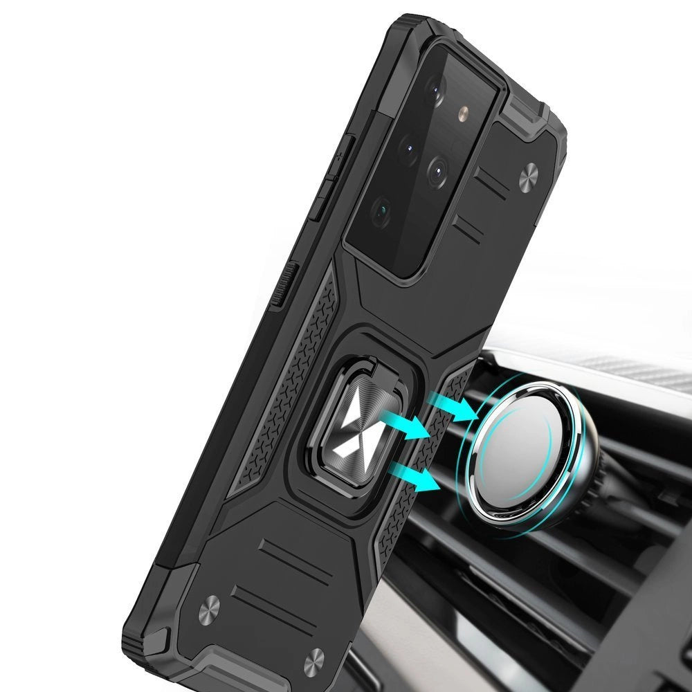 Wozinsky Ring Armor tough hybrid case cover + magnetic holder for Samsung Galaxy S22 Ultra black_5