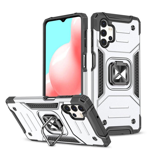 Wozinsky Ring Armor tough hybrid case cover + magnetic holder for Samsung Galaxy A73 silver_0