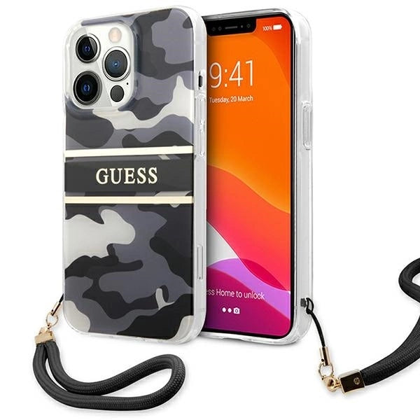 Guess GUHCP13LKCABBK iPhone 13 Pro / 13 6.1" black/black hardcase Camo Strap Collection_0