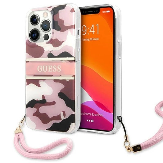 Guess GUHCP13LKCABPI iPhone 13 Pro / 13 6.1" pink/pink hardcase Camo Strap Collection_0