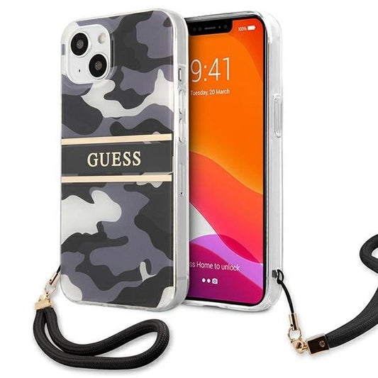 Guess GUHCP13MKCABBK iPhone 13 6.1&quot; black/black hardcase Camo Strap Collection_0
