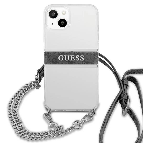 Guess GUHCP13SKC4GBSI iPhone 13 mini 5.4" Transparent hardcase 4G Gray Strap Silver Chain_2