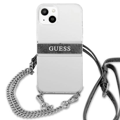 Guess GUHCP13SKC4GBSI iPhone 13 mini 5.4" Transparent hardcase 4G Gray Strap Silver Chain_2