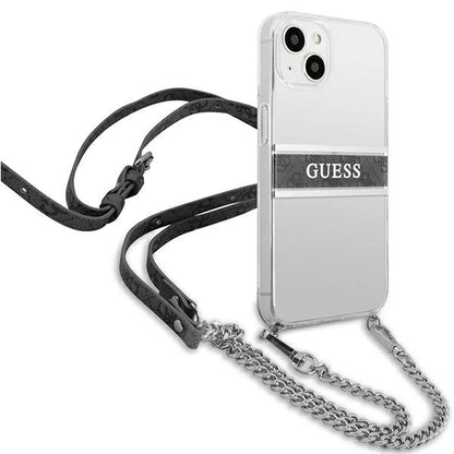 Guess GUHCP13SKC4GBSI iPhone 13 mini 5.4" Transparent hardcase 4G Gray Strap Silver Chain_3